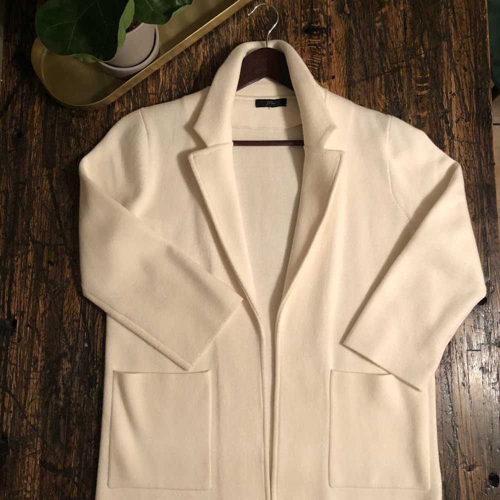 J. Crew Sophie open-front sweater-blazer Cream